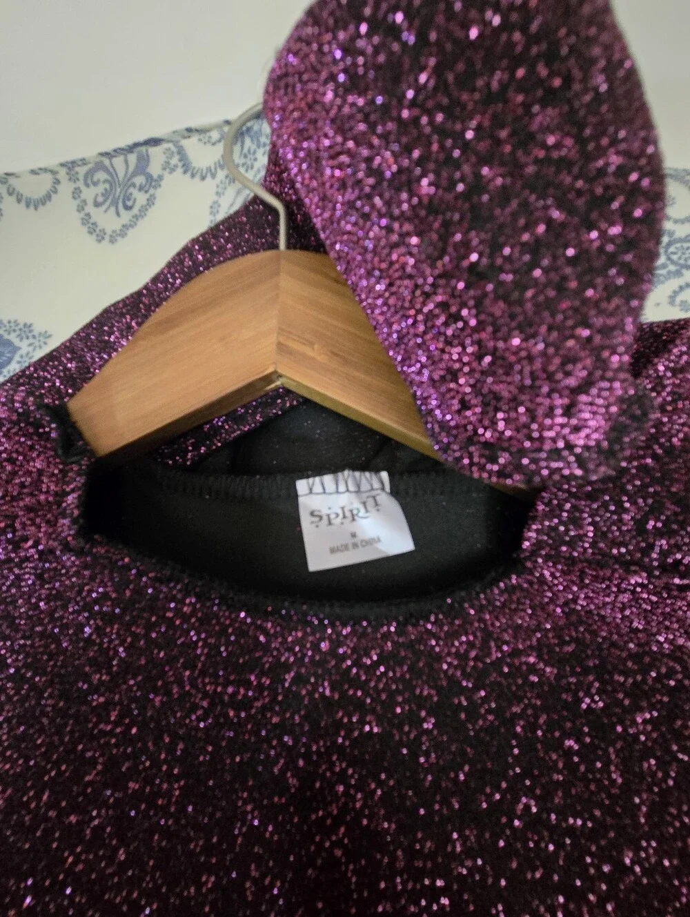 Spirit Halloween Purple Glitter Hooded Witch Costume Dress Girls M
